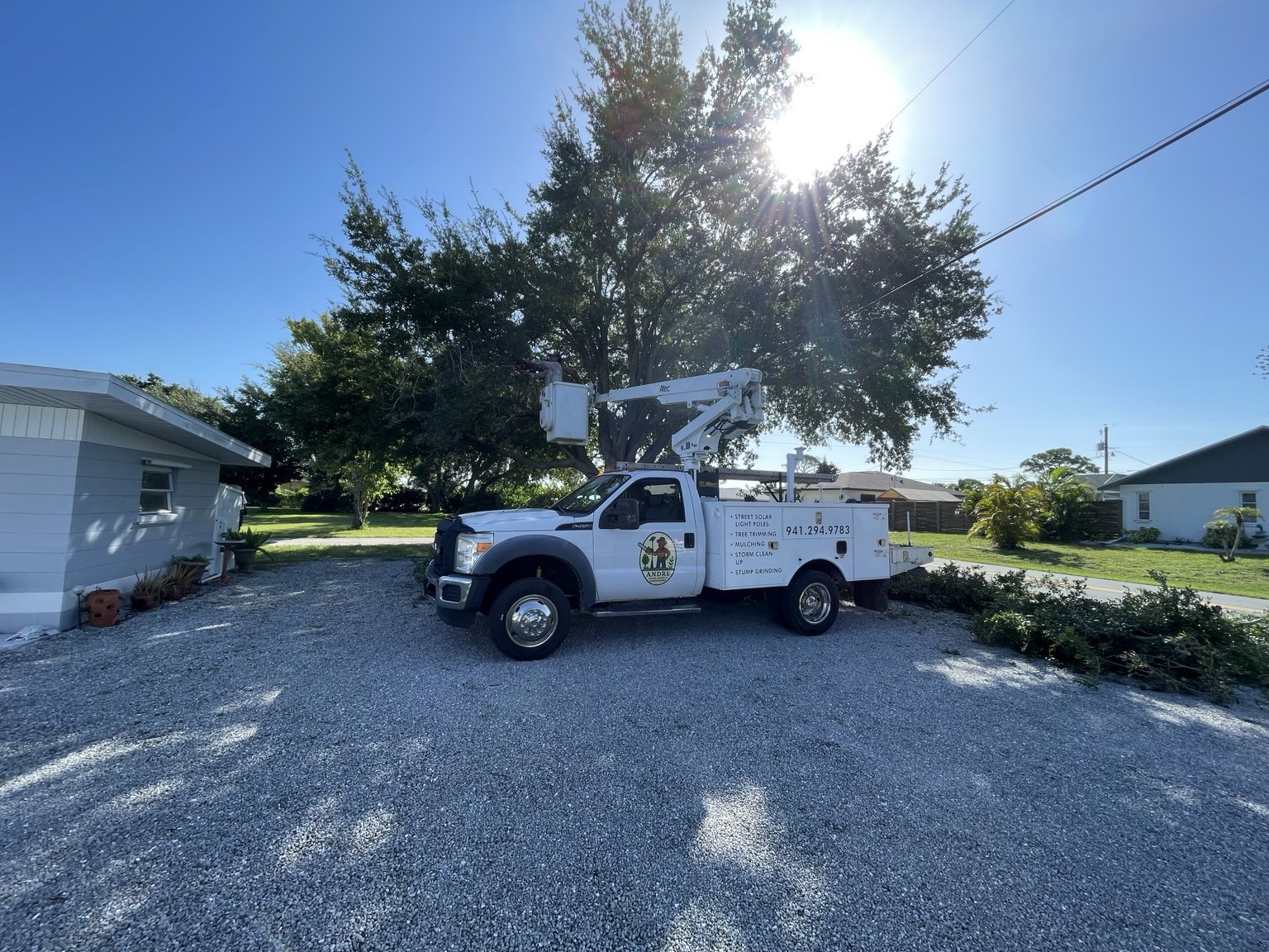 Bucket truck on a tree-service job