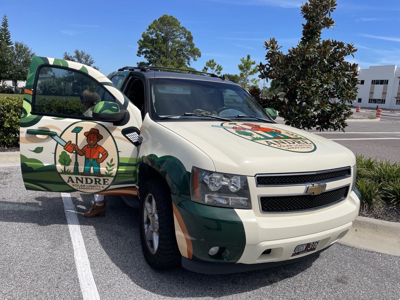 Andre’s branded work truck